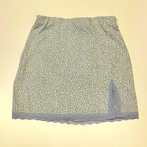 H&M light blue and green floral mini skirt size XS